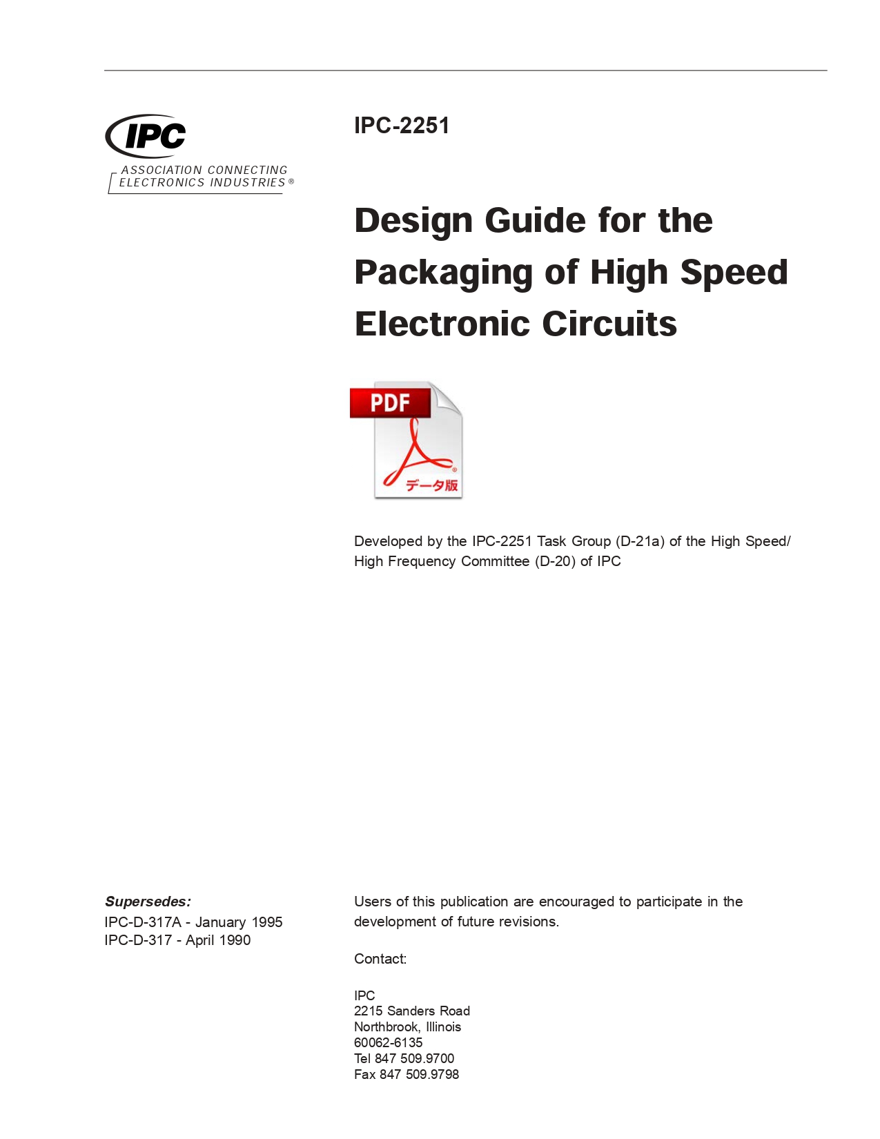 ［英語版］IPC-2251: Design Guide for the Packaging of High Speed Electronic Circuit