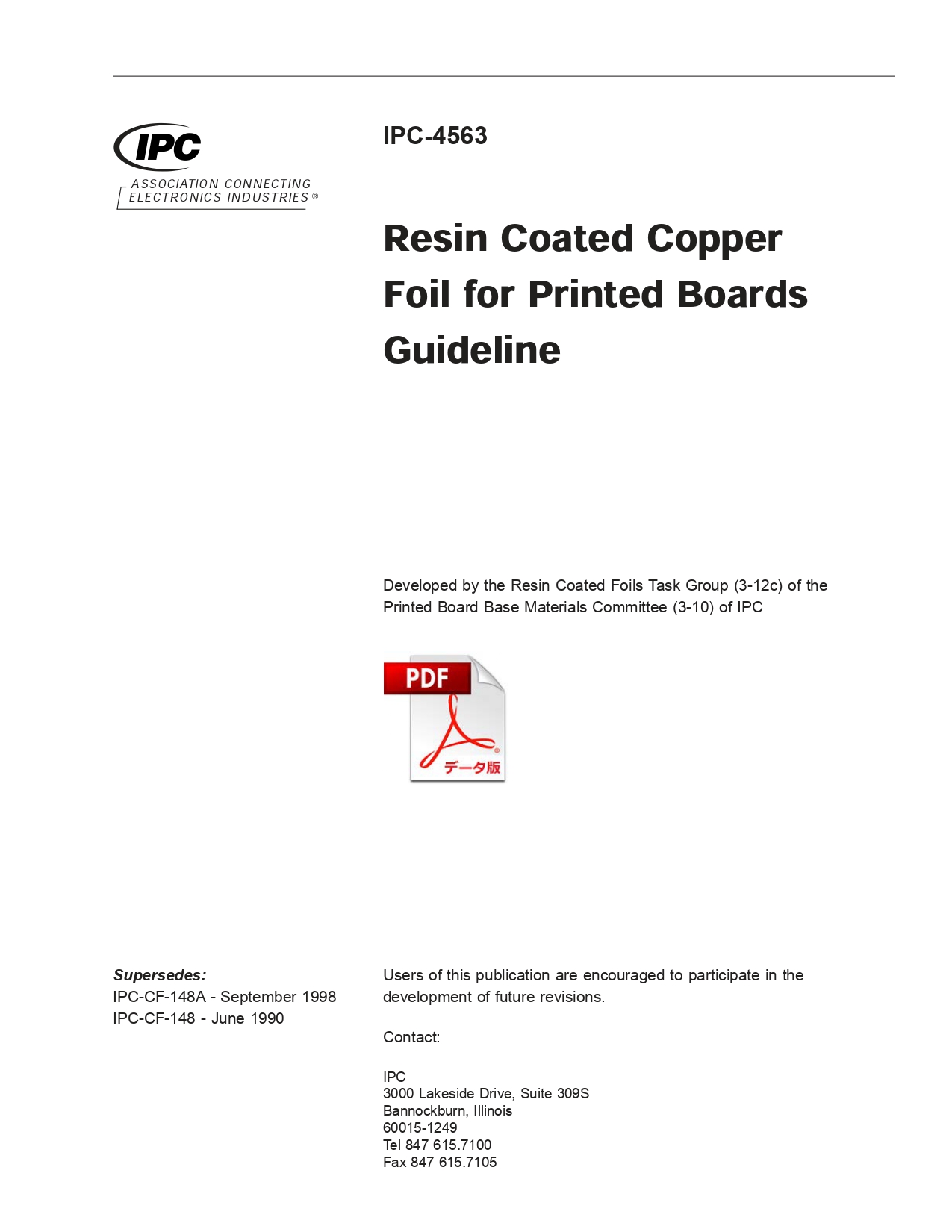 ［英語版］IPC-4563: Resin Coated Copper Foil for Printed Boards Guideline